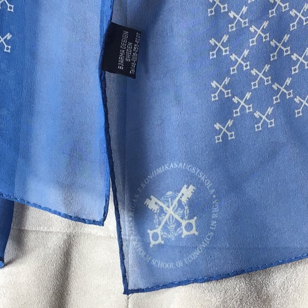 🇸🇪 Rica Sweden Blue Silk Chiffon Oblong Scarf - Picture 8 of 9